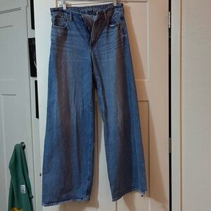 American Eagle Outfitters Blue and Black Flare Jeans